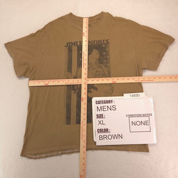Jimi Hendrix Band Crew Neck Short Sleeve Graphic T Shirt Mens Size XL Brown - Picture 5 of 9